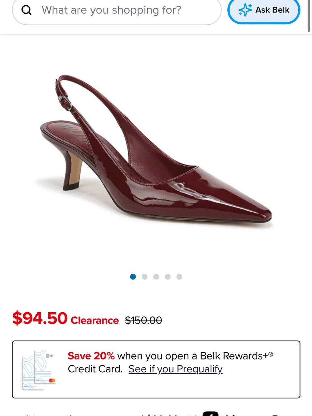 Sam Edelman Burgundy Patent Pointed Slingback Kitten Heel